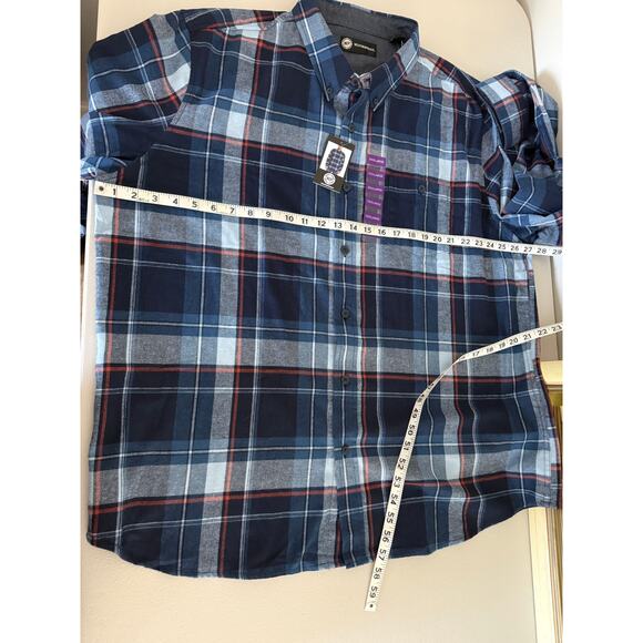 Men's Weatherproof Beacon Blue Plaid Flannel Button-up Shirt 3X/XXXL NWT - Picture 4 of 8